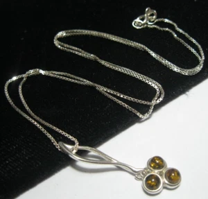 Baltic Amber Pendant Necklace Sterling Silver, Green amber, 18" - Picture 1 of 5