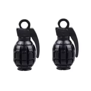 Trik Topz Bicycle Valve Caps (pair) - HAND GRENADE - BLACK - Picture 1 of 1