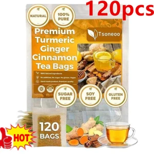 120 Bolsas Premium Cúrcuma Jengibre Canela Té, Mejora la Digestión, Apoya el Cerebro. - Imagen 1 de 12