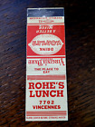 Vintage Matchbook: Rohe's Lunch, Virginia Dare Korker Soda, Chicago, Il