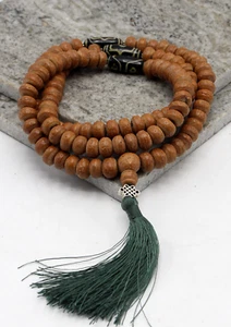 Bodhi Gebet Mala mit Dzi Perlen Zwischenring - Bild 1 von 5