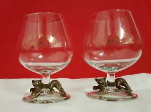 Wild Africa Cream Liqueur Panther Base Stemware. 2 Snifters with Leopards. - Bild 1 von 9