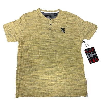 Lions Crest by English 洗衣男式黄色纯色纽扣休闲衬衫 XL 码 — 第 1/4 张图片
