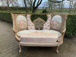 Unique French Louis XVI style love seat trianon green- made by order