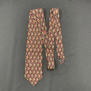 Vintage Ferrell Reed Logan’s Silk Mens Neck Tie Maroon Abstract Squares Designer - Picture 1 of 8