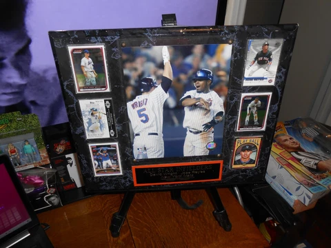 NY METS ALL-STAR INFIELDERS WRIGHT/REYES PLAQUE WITH 6 CARDS 18" X 15" FREE SHIP Cover