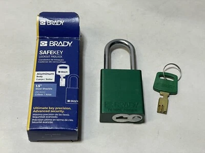 BRADY SafeKey Aluminum Lockout Padlock ALU-GRN-38ST-KA3PK - Image 1 of 3