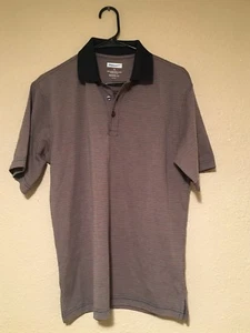 Joseph & Feiss Short Sleeve Gray Stripe Orange Black Size Medium Mens Golf Shirt - Picture 1 of 8