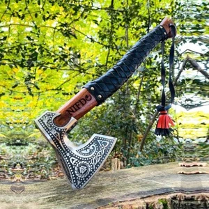 Handmade Viking Axe Hatchet Throwing Axes Chopper Axe Gifts for Men - With Cover - Picture 1 of 7