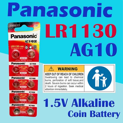 Genuine Panasonic AG10 LR1130 G10A 1.5v Alkaline Batterie Cell 10X/20X/50X/100X - image 1 of 3