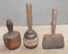 3 Carver & Timberframe Mallets Leather Stacked Head 1 Collectible Hammer Tools