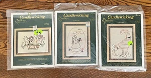 Lot of 4 NEEDLEMAGIC Candlewicking Embroidery Kits Flowers Fruit Child Thanks - Bild 1 von 7