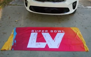 GAME USED Super Bowl LV 55 Chief Tampa Bay Buccaneer Bike Rack Cover Banner Flag - Picture 1 of 10