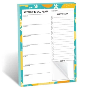 MAGNETIC Weekly Meal Planner Pad Shopping List Pad *52 PAGE* Fridge Magnet 7”x9” - Picture 1 of 6
