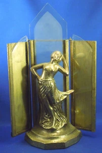 Vintage Hula Woman Dancer Glass Triptych Art Sculpture with 3 Glass Panes - Picture 1 of 11