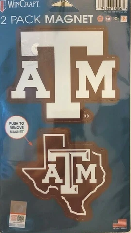 NEW! WINCRAFT NCAA TEXAS A&M UNIVERSITY  MAGNETS (2 Pack), 5" x 9" Cover