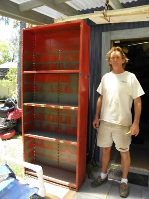 Винтажный промышленный потертый шикарный стальной красный многофункциональный шкаф, металлический кубик - Изображение 1 из 4