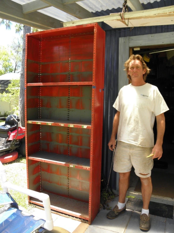 Vintage Industrial Shabby Chic Steel Red Multi Cabinet, Metal Cubby - Image 1 of 4