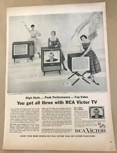 1957 Print Ad -RCA Victor TV -High Style, Peak Performance - Life magazine 13x10 - Picture 1 of 2