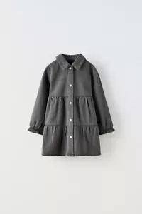ZARA NIÑOS NIÑA GRIS DENIM VESTIDO EMBELLECIDO MANGA LARGA CUELLO MANGA LARGA 3-4 - Imagen 1 de 9