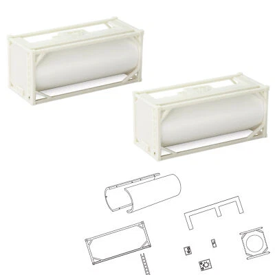 2 Units HO Scale 1:87 20' Unassembled Oil Tank 20ft Uncolored Tanktainer - Image 1 of 4