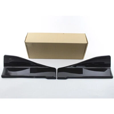 Nuevo par de protectores contra arañazos laterales labio de esquina negro brillante trasero de coche Foto 1 de 4