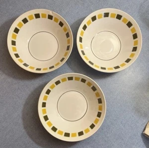 3 MIKASA Bowls. Cera-Stone Mirage 3121. MCM. Yellow/Brown. 6.75"D, 2"T - Picture 1 of 3