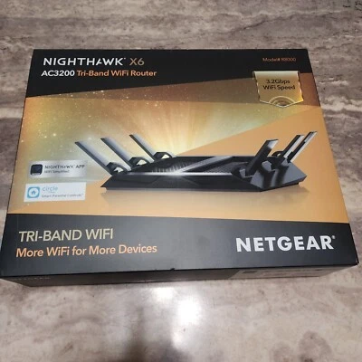 NETGEAR Nighthawk X6 AC3200 Tri-Band WiFi Router R8000-100NAS - Image 1 of 4