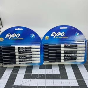 Lot of 2 EXPO Low Odor Dry Erase Marker, Fine Tip, Black (Pack of 12) 24 total - Picture 1 of 6