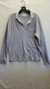 Faherty Men's Size Medium Long Sleeve Cotton Shirt 1/4 Button Blue Red Stripe - Picture 1 of 10