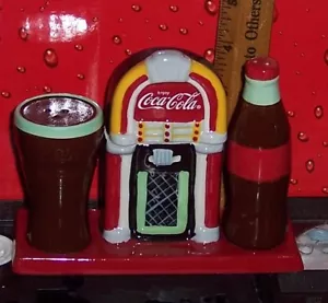 COCA - COLA BRAND WESTLAND GIFTWARE SALT & PEPPER SHAKERS WITH TOOTHPICK HOLDER - Picture 1 of 8