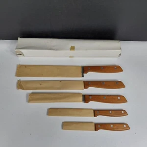ROGERS Cavalier 5-Pc Kitchen Knife Set Stainless/Wood Japan NEW NOS - Picture 1 of 7