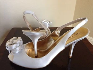 KATE SPADE Wedding SHOES Size: 11 M New SHIP FREE Satin / Leather Made in Italy - Picture 1 of 12