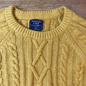 Abercrombie & Fitch Womens Cable Knit Sweater XL Gold Yellow Chunky Fisherman - Picture 1 of 12