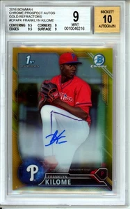 2016 Bowman Chrome Prospect Auto Gold Rifrattori #CPAFK Franklyn Kilome BGS 9 - Foto 1 di 2