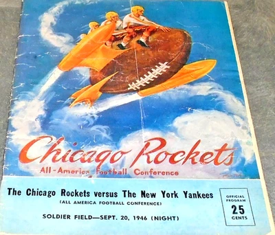 1946 PRO FOOTBALL AAF PROGRAM MAGAZINE NEW YORK YANKEES @ CHICAGO ROCKETS SOLDIE - Image 1 of 4