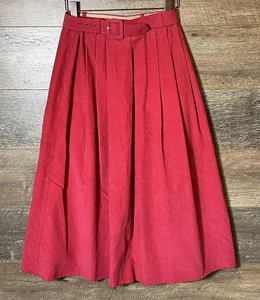 House Of Bruar Pleated Corduroy Skirt Belted Midi Skirt Cotton - UK 10 - Picture 1 of 10