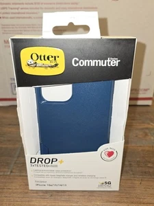 New! OtterBox iPhone 16e, 15, 14, & 13 Commuter Series Case - Crisp Denim (Blue) - Photo 1 sur 3