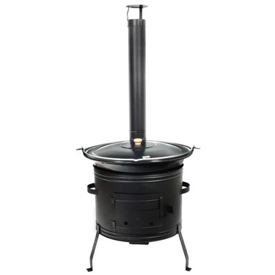 GRILLPLANET Gulaschkanone 39 cm schwarz inkl. 22 Liter Gulaschkessel + Deckel Material 1,2mm