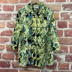 Chicos Top Damen 14 Mehrfarbig Schatten Blumen Abstrakt Freizeit Karriere Tunika Shirt - Bild 1 von 8