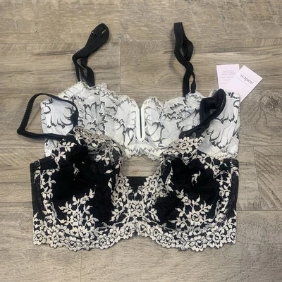 Balconete Auden Wacoal Embrace 2 encaje con aros sin forro blanco negro 34 DD Foto 1 de 4