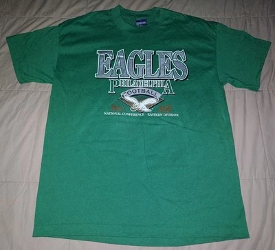 Винтажная футболка 80-х PHILADELPHIA EAGLES БОЛЬШОЙ ОДИНОЧНЫЙ СТЕЖОК NFL ФУТБОЛ ЗЕЛЕНАЯ 90-е - Изображение 1 из 4