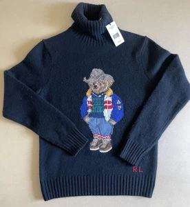 NWT Polo Ralph Lauren Ranch Skiing Polo Bear Wool Turtleneck Sweater Sz S - Bild 1 von 4