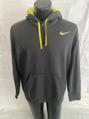 NIKE THERMA-FIT Men’s X-LARGE Long Sleeve Gray & Yellow Fleece Pullover Hoodie # - Image 1 of 4