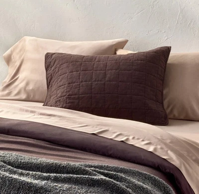 Casaluna Dark FIG Brown KING Heavyweight Linen Quilt Pillow Sham - Image 1 of 4