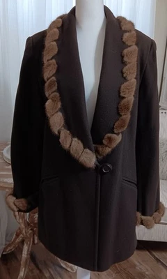 Chaqueta J. Percy para Marvin Richard Lana Marrón Visón Talla 12 Foto 1 de 4