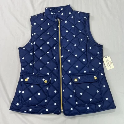 Женский пуховик St Johns Bay средний размер сине-золотистая молния на молнии для улицы стеганый - Изображение 1 из 4