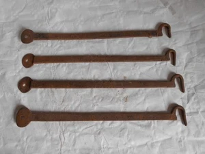 Vintage french shutter hooks hand made artisan early 1800s 2 x pairs 30cms - Picture 1 of 10