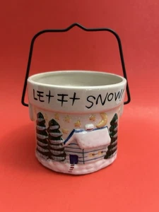 Vintage 1998 Tender Heart Treasures "Let it Snow" Topf Kerzenhalter Schmuck Süßigkeiten - Bild 1 von 11