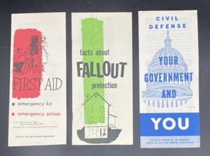 Set of 3 1950's Cold War Civil Defense Fallout First Aid Pamphlets - Picture 1 of 2